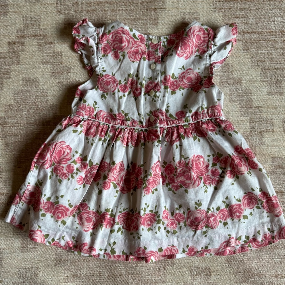 Janie and Jack Kids Pink Rose Floral Shirt with Cap Sleeves size 5 - Picture 3 of 3
